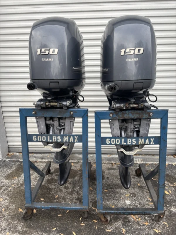Used Pair of 2013 Yamaha F150XA 150 HP 4-Stroke Outboard Motors – Counter Rotation – 25″ (X) Shaft