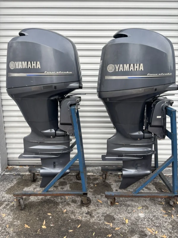Used Pair of 2013 Yamaha F150XA 150 HP 4-Stroke Outboard Motors – Counter Rotation – 25″ (X) Shaft
