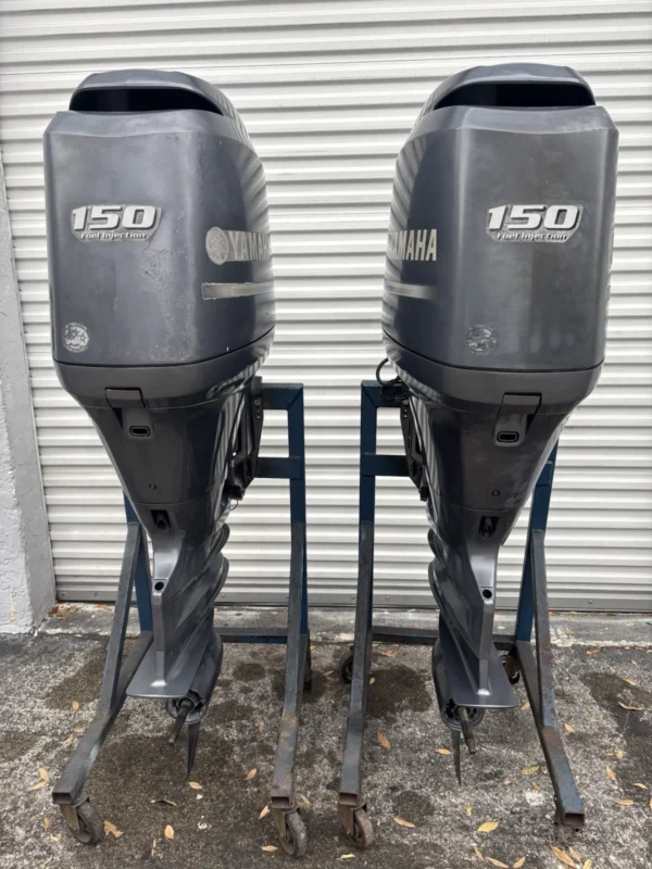 Used Pair of 2013 Yamaha F150XA 150 HP 4-Stroke Outboard Motors – Counter Rotation – 25″ (X) Shaft