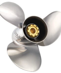 New 15-35 HP Solas Saturn Stainless Propeller 3" Gearcase Hub, 14 Tooth Spline & Thru Hub Exhaust