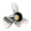 New 40-75 HP Solas Saturn Stainless Propeller Small 3 3/8" Hub, 13 Tooth & Thru Hub Exhaust
