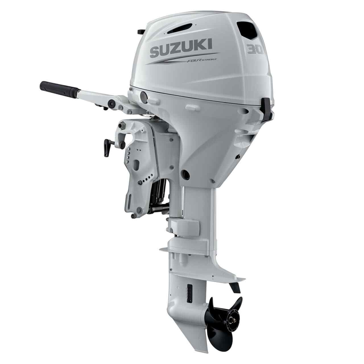 Suzuki DF30ATHLW5 30HP 4-Stroke Outboard Motor – 20” Long Shaft | Tiller | Power Tilt