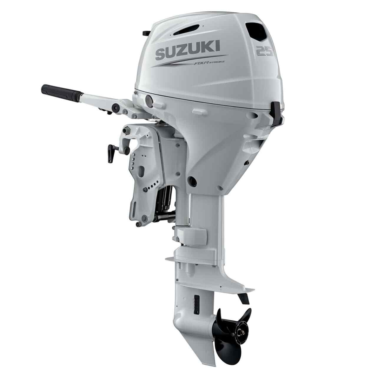 Suzuki DF25ATHLW5 25HP 4-Stroke Outboard Motor – 20” Long Shaft | Tiller | Power Tilt