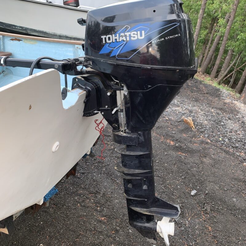 Used 2007 Tohatsu 9.8 HP 4-Stroke Outboard Motor – Electric Start Tiller – 25″ Extra Long Shaft