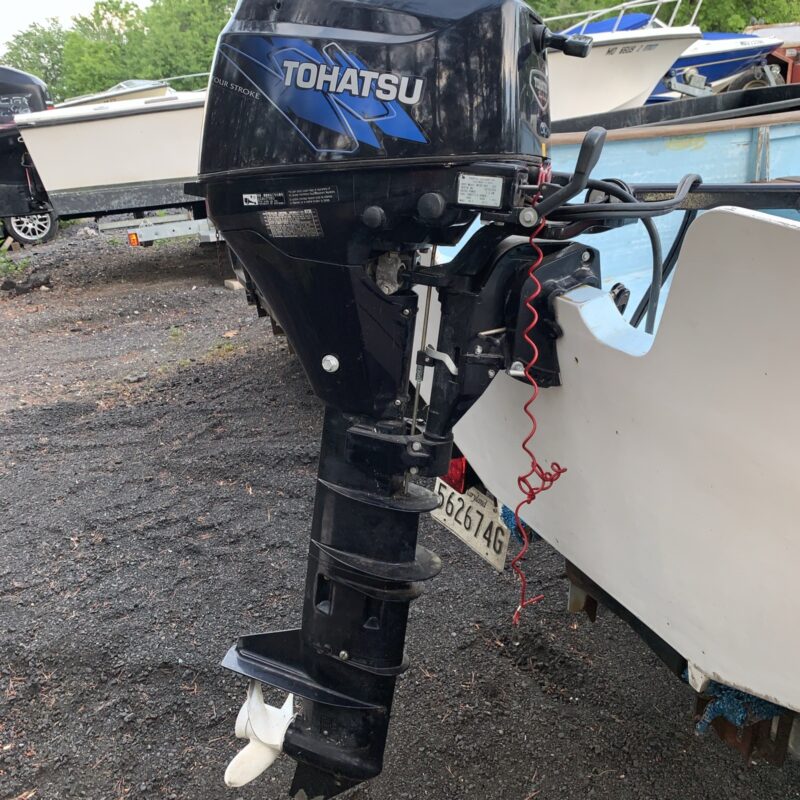 Used 2007 Tohatsu 9.8 HP 4-Stroke Outboard Motor – Electric Start Tiller – 25″ Extra Long Shaft