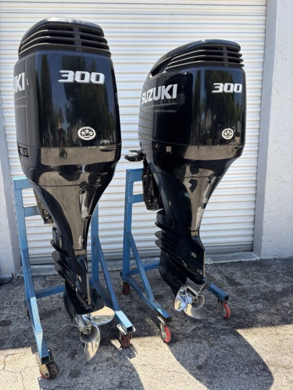 Pair of 2022 Suzuki DF300AP 300 HP 4-Stroke EFI Outboard Motors – 30" Shaft – Complete Twin Package (210 hrs)