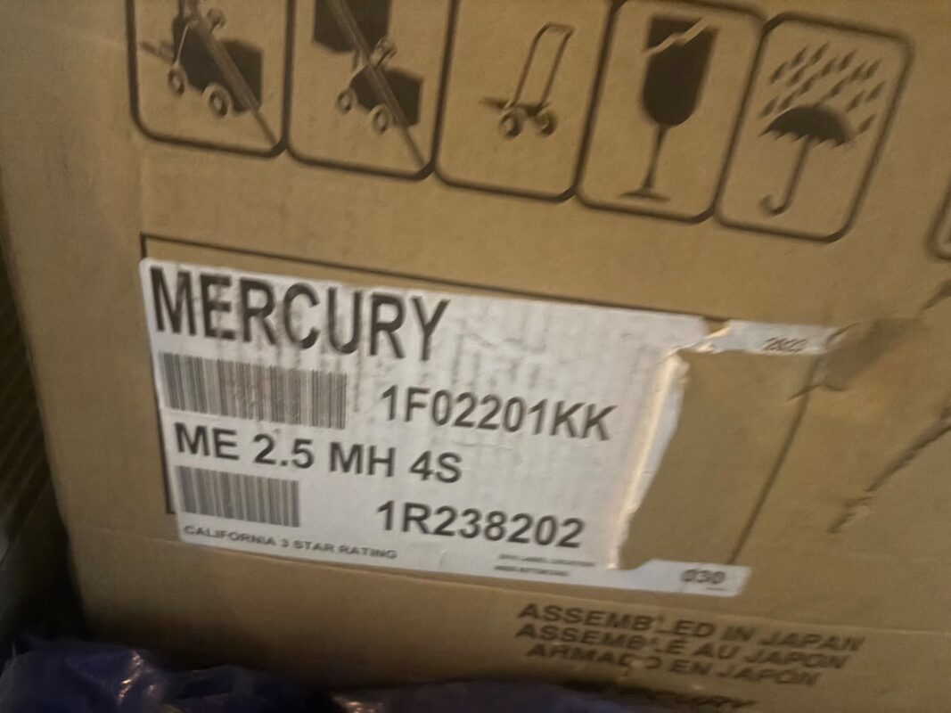 Used 2023 Mercury 2.5 HP 1-Cylinder 4-Stroke Compact Outboard Motor – 15″ (S) Short Shaft