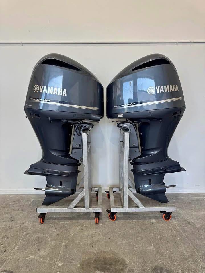 Twin Set of 2011 Yamaha F300 300HP 4-Stroke Outboard Motors | 25" Shaft | Fly-By-Wire Controls & Stainless Props Included