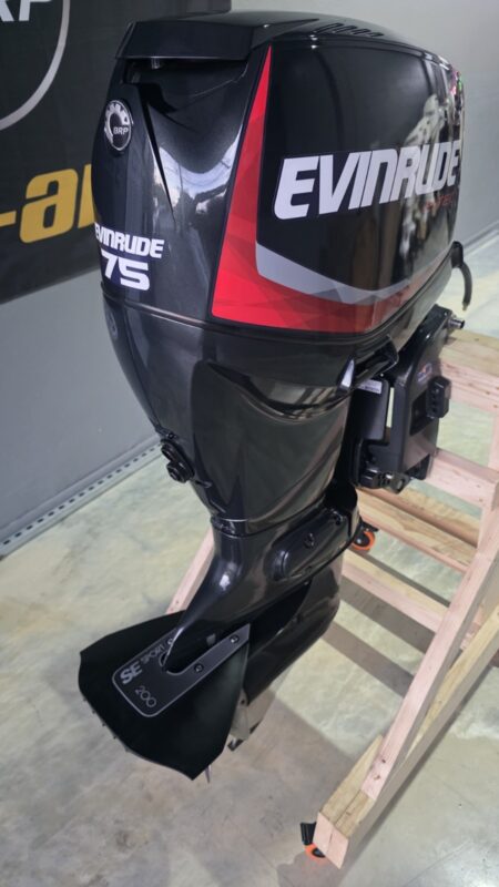 2014 Evinrude E-TEC 75 HP 2-Stroke DFI Outboard Motor – 20" Shaft – 380 Hours – Complete Rigging Included