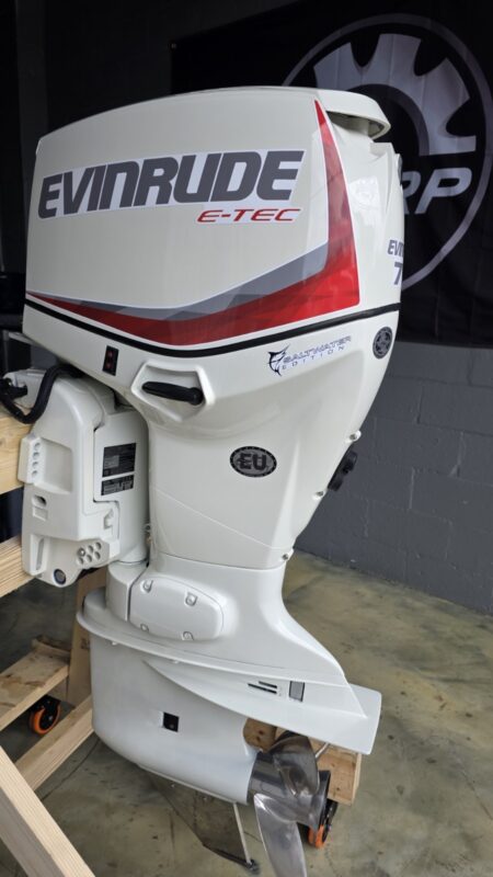 2017 Evinrude E-TEC 75 HP 2-Stroke DFI Outboard Motor – 20" Shaft – Only 87 Hours – Complete Rigging Included