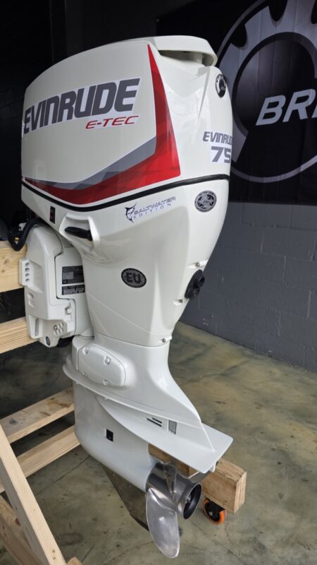 2017 Evinrude E-TEC 75 HP 2-Stroke DFI Outboard Motor – 20" Shaft – Only 87 Hours – Complete Rigging Included