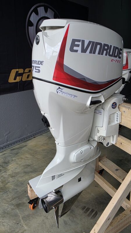 2017 Evinrude E-TEC 75 HP 2-Stroke DFI Outboard Motor – 20" Shaft – Only 87 Hours – Complete Rigging Included