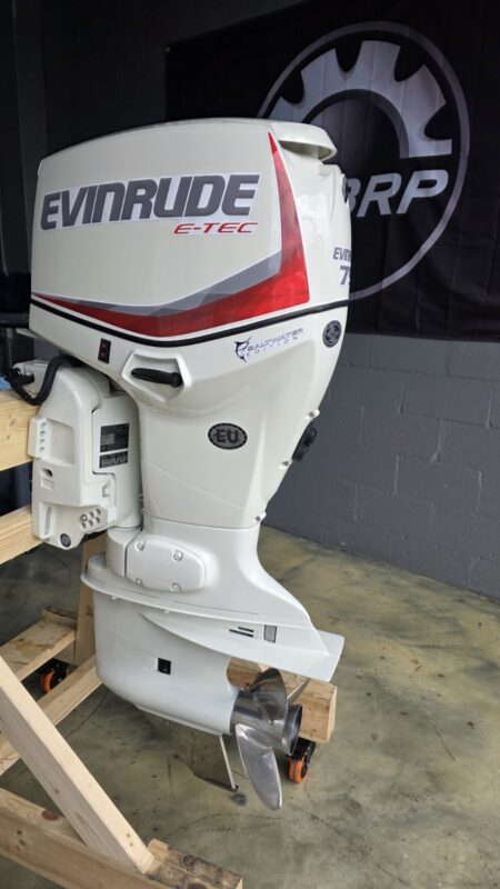 2017 Evinrude E-TEC 75 HP 2-Stroke DFI Outboard Motor – 20" Shaft – Only 87 Hours – Complete Rigging Included