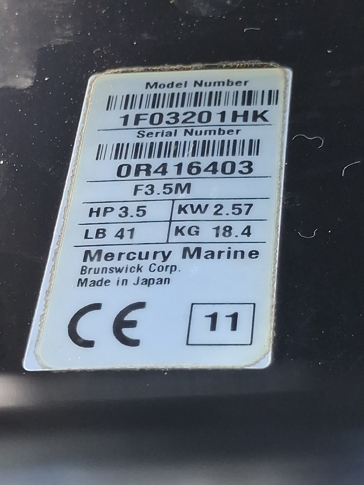 Mercury 2011 3.5 (4-Stroke) Outboard,Mechanics Special,Starts-Stalls READ 44123