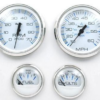 New Faria Chesapeake White Stainless Steel Outboard 4 Gauge Set Part # KTF002