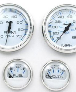 New Faria Chesapeake White Stainless Steel Outboard 4 Gauge Set Part # KTF002