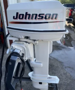 Used 1992 Johnson 25HP 2-Cylinder Carbureted 2-Stroke Outboard Motor – 20″ Long Shaft – Electric Start – Freshwater