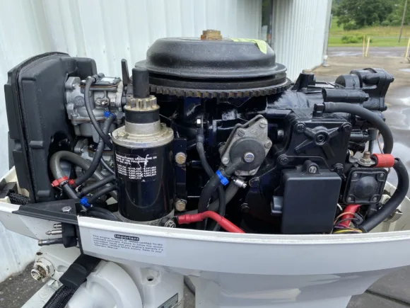 Used 2003 Johnson 50HP 2-Cylinder Carbureted 2-Stroke Outboard Motor – 20" Long Shaft – Electric Start – Freshwater