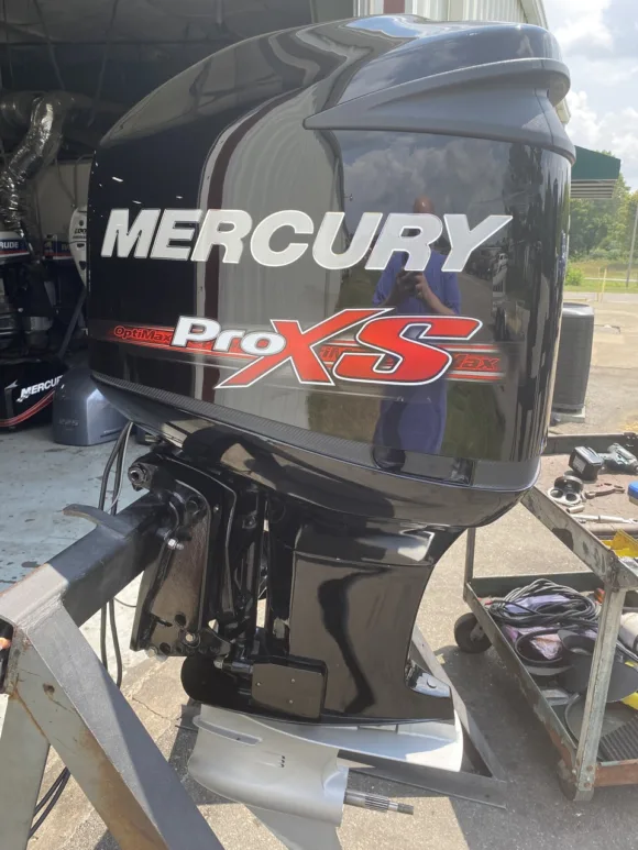 Used 2013 Mercury Pro XS Optimax 250HP V6 DFI 2-Stroke Outboard Motor – 20" Long Shaft – 351 Hours – TorqueMaster 2 Lower Unit
