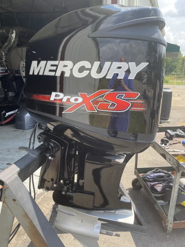 Used 2013 Mercury Pro XS Optimax 250HP V6 DFI 2-Stroke Outboard Motor – 20" Long Shaft – 351 Hours – TorqueMaster 2 Lower Unit