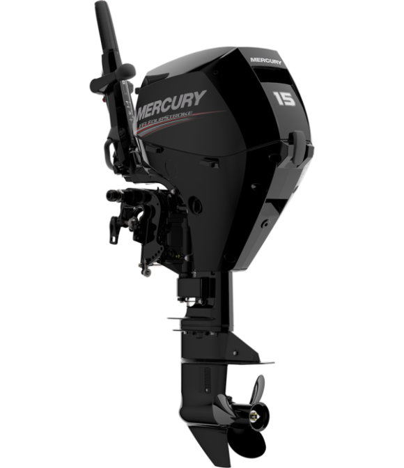 New 2019 Mercury 15HP EFI 2-Cylinder 4-Stroke Outboard Motor – 15" Short Shaft – Manual Start – Tiller Handle