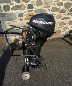 Used 15HP Mercury – longshaft, fourstroke, manual start, electric start, on remotes – 430 hrs