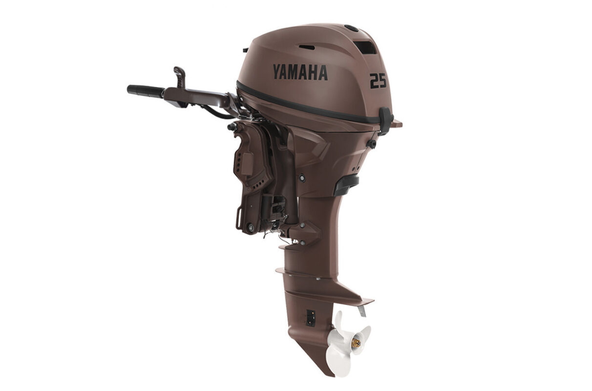 Yamaha 25hp Outboard | Tiller, Electric & Manual Start, 20" Shaft | Matte Brown | F25LWHC3 | Clearance | 4170