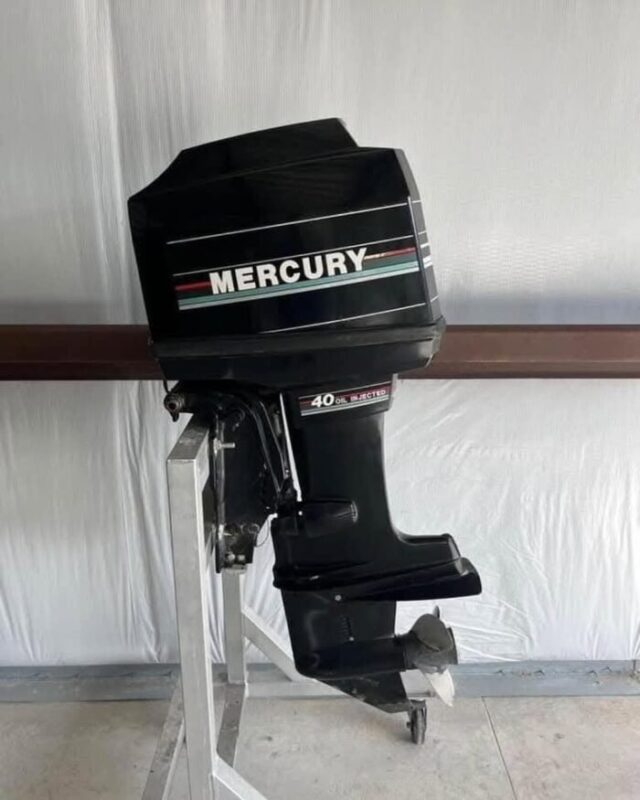 Used 1997 Mercury 40 HP 4-Cylinder 2-Stroke Outboard Motor – 20" Shaft – Approximately 400 Hours – Controls & Propeller Included