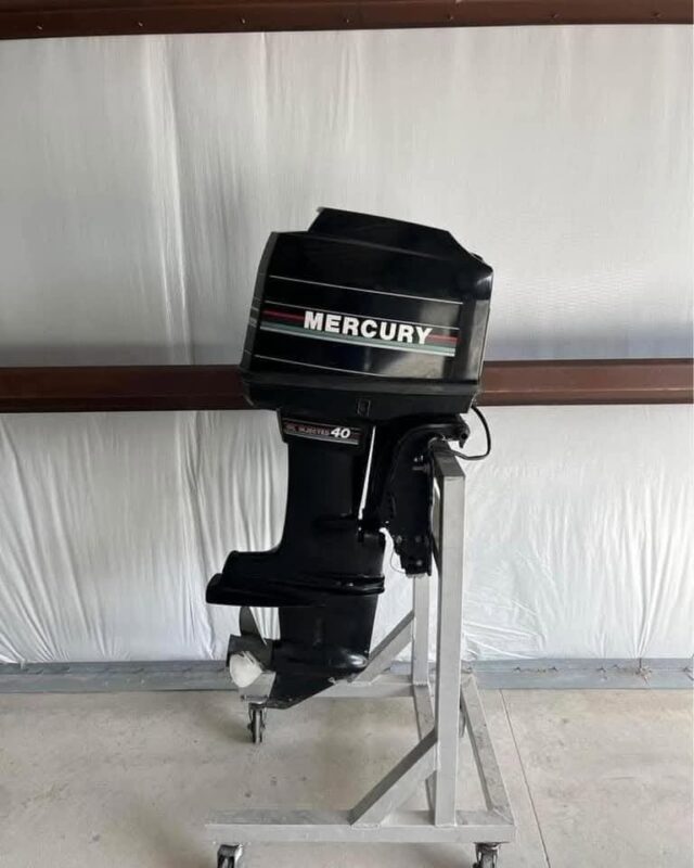 Used 1997 Mercury 40 HP 4-Cylinder 2-Stroke Outboard Motor – 20" Shaft – Approximately 400 Hours – Controls & Propeller Included