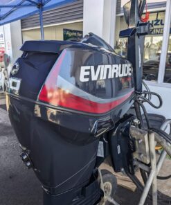Used 2013 Evinrude 40 HP E-TEC Outboard Motor – 20″ Shaft – 98 Hours – Tiller Steer – 1-Year Warranty
