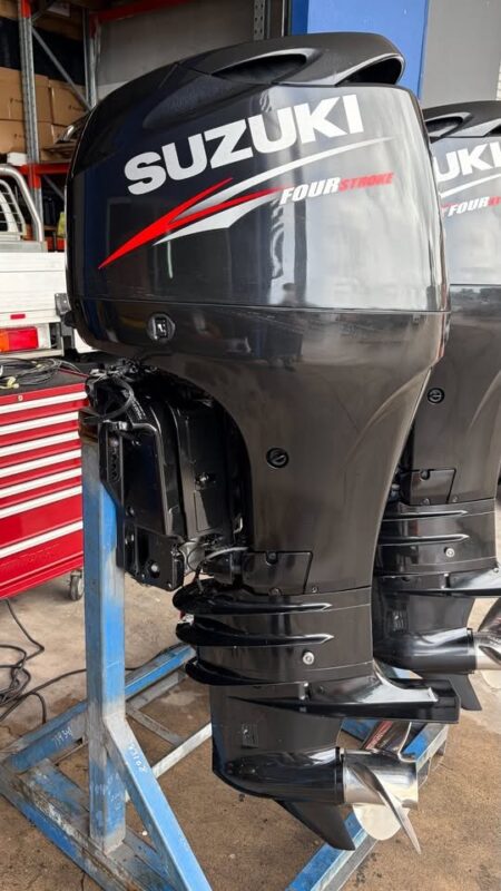 Used 2014 Suzuki DF90A 90 HP 4-Stroke Outboard Motor – 25" Extra-Long Shaft – 358 Hours – 180 PSI Compression – Fully Serviced