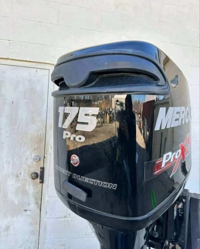 Used 2016 Mercury 175 HP Pro XS OptiMax 2-Stroke Outboard Motor – 20" Shaft – 210 Hours – Rigging Included