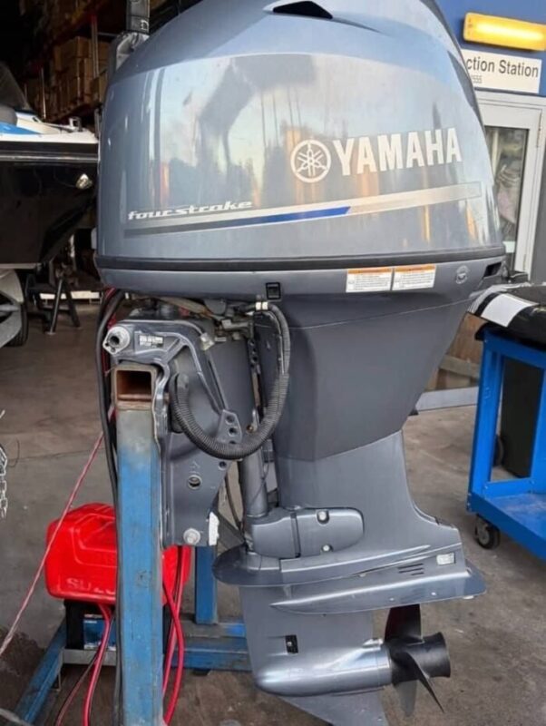 Used 2018 Yamaha F60LB 60 HP 4-Stroke Outboard Motor – 20" Long Shaft – 414 Hours – 170 PSI Compression – Tiller Handle