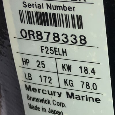 2019 Mercury 25 HP 4-Stroke 20'' Shaft Tiller Outboard Motor - Alpha Marine Outboards