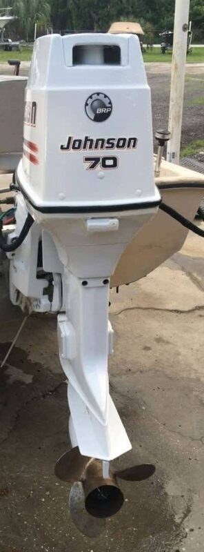 Used Johnson 70 HP 3-Cylinder 2-Stroke Outboard Motor – 20" Shaft – Electric Start – Remote Controls